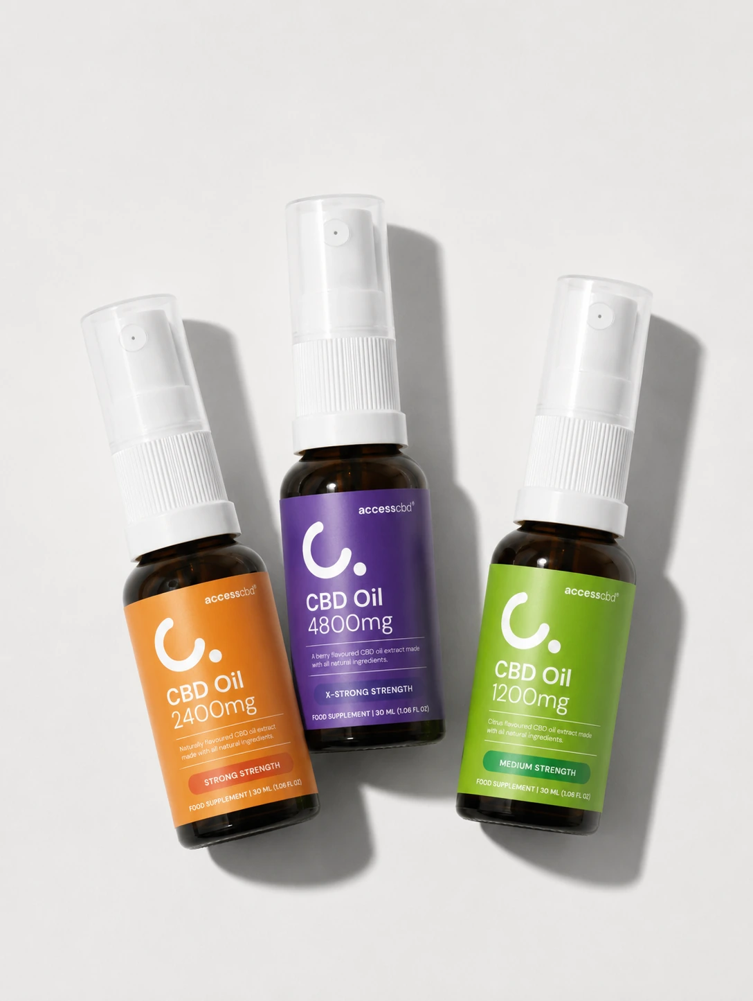 ACCESS CBD oil sprays in three strengths