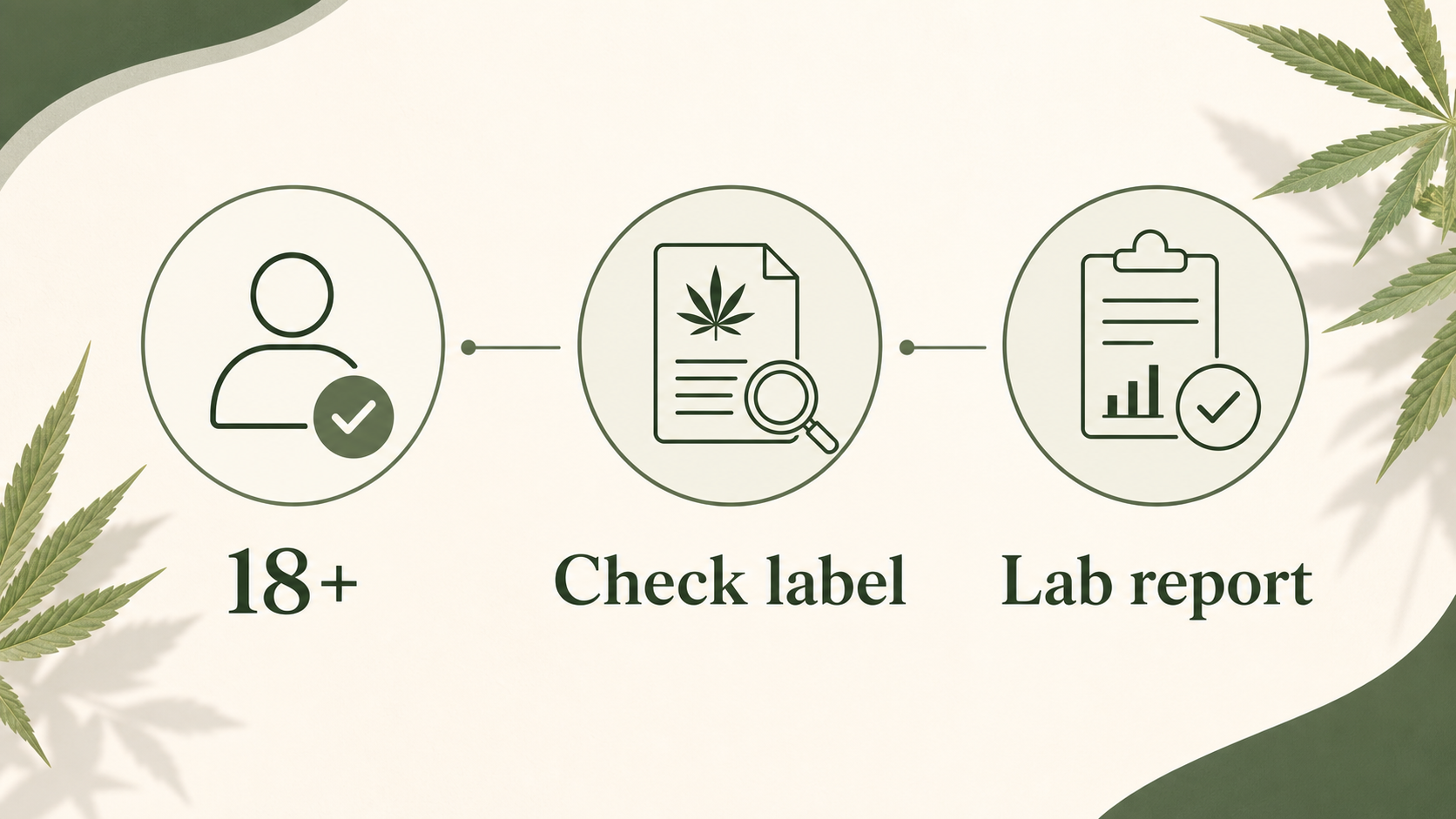 Three-step adult CBD buying route: 18 plus, check label, lab report