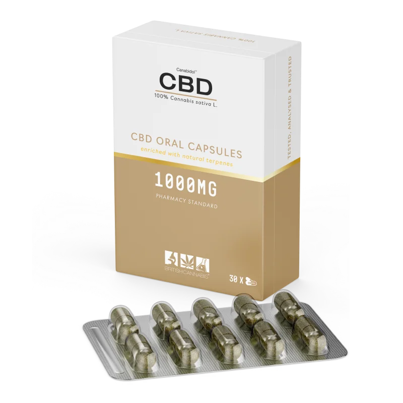 100% Cannabis Capsules 1000mg official product packshot