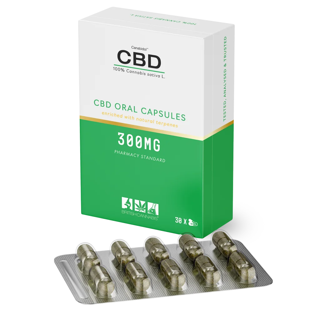 100% Cannabis Capsules 300mg official product packshot